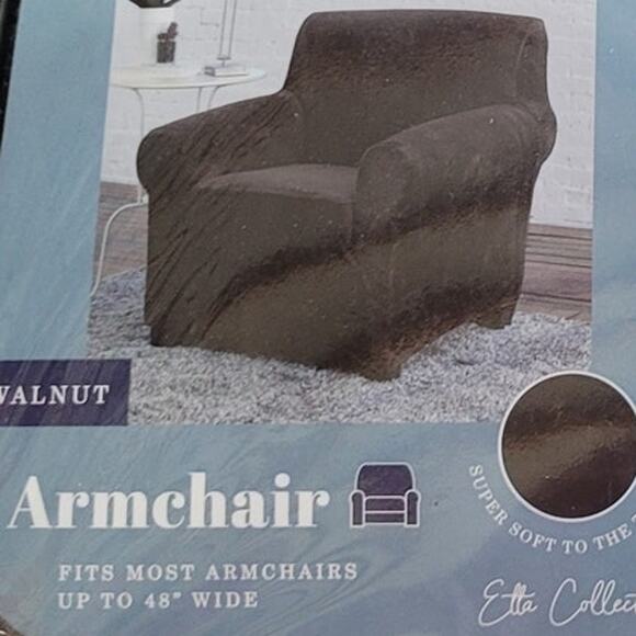 Sofa Saver Armchair Velvet Plush Slipcover, Walnut, 1 PC (Fits Chair Up to 48"W) - Picture 3 of 7